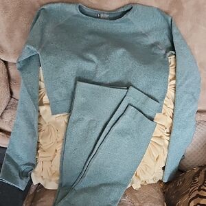 Teal Long Sleeve Top and Pants Set Athletic